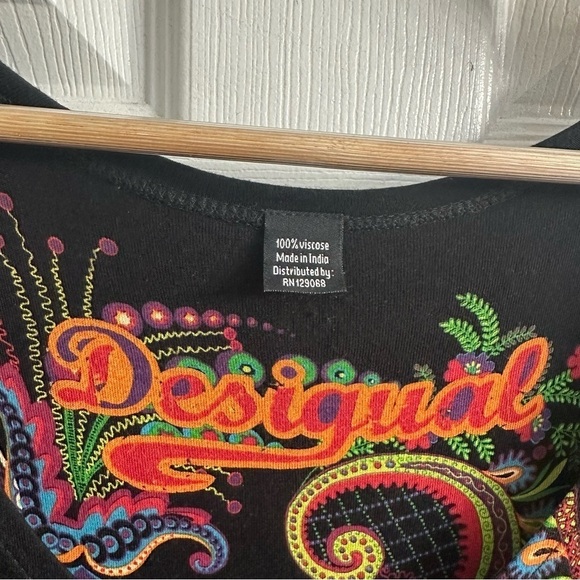 Desigual Dress Long Sleeve Sweater Black Knit Knee Length Size Extra Small - Picture 5 of 6